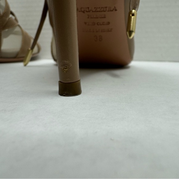 AQUAZZURA Strappy Tan Lace Up Heels Size 38 - Picture 6 of 12